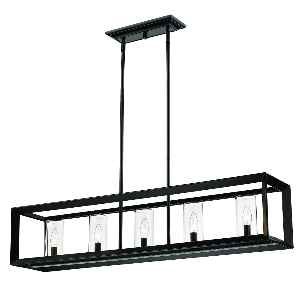 Golden Lighting Smyth 5-light Island Light in Matte Black